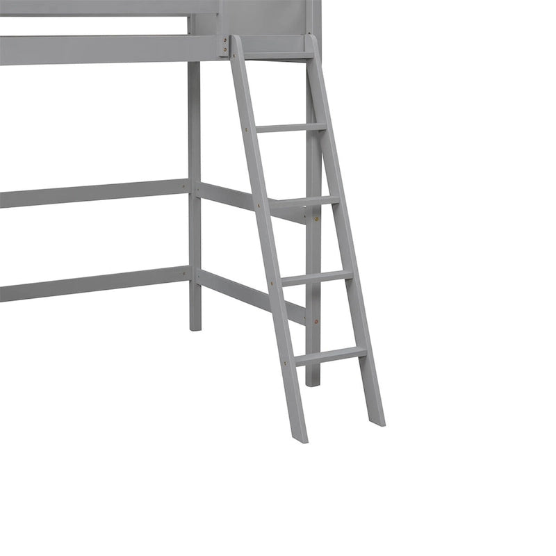 Solid Wood Twin Size Loft Bed with Ladder & Space-Saving Design