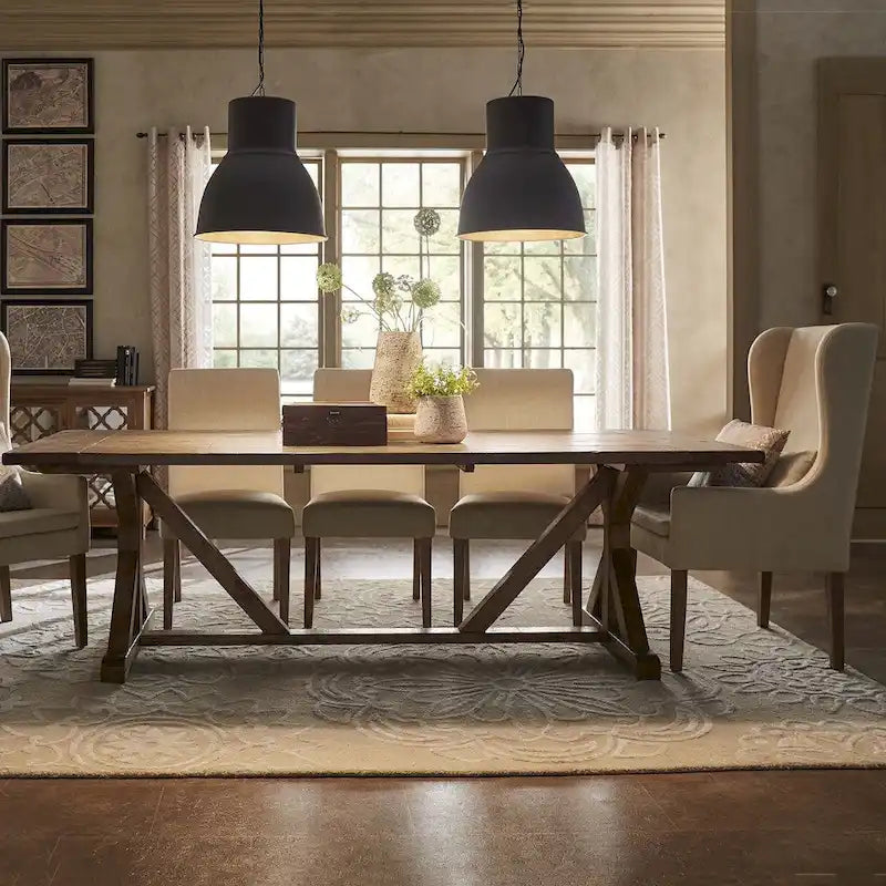Rustic Reclaimed Wood Trestle Dining Table with Artisan Craftsmanship