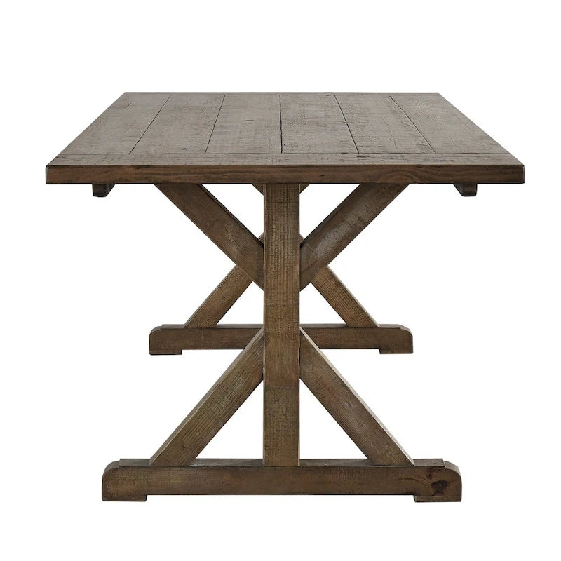 Rustic Reclaimed Wood Trestle Dining Table with Artisan Craftsmanship