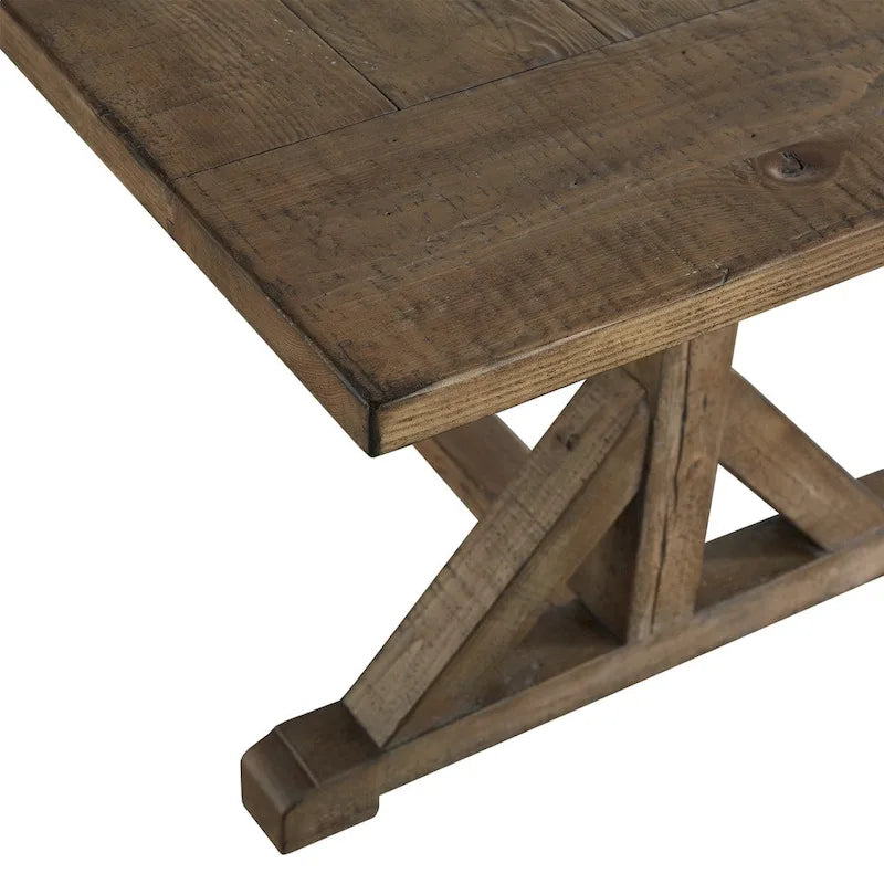 Rustic Reclaimed Wood Trestle Dining Table with Artisan Craftsmanship