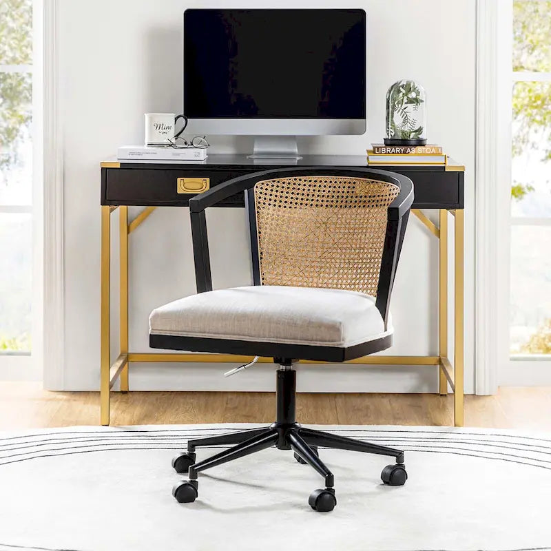 Ingrid Modern Rattan Swivel Height Adjustment Office Chair by HULALA HOME