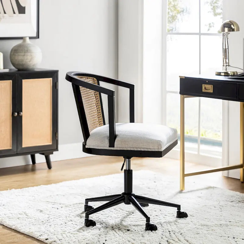 Ingrid Modern Rattan Swivel Height Adjustment Office Chair by HULALA HOME