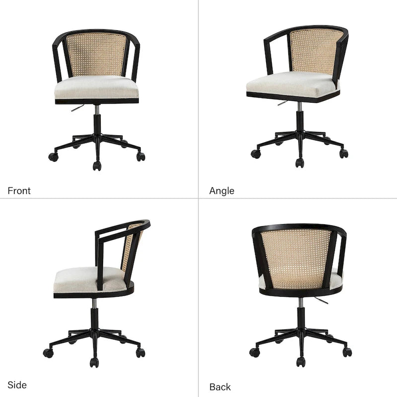 Ingrid Modern Rattan Swivel Height Adjustment Office Chair by HULALA HOME