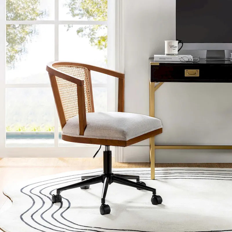 Ingrid Modern Rattan Swivel Height Adjustment Office Chair by HULALA HOME