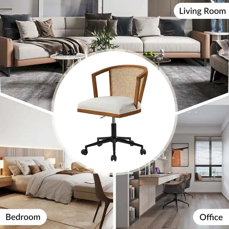 Ingrid Modern Rattan Swivel Height Adjustment Office Chair by HULALA HOME