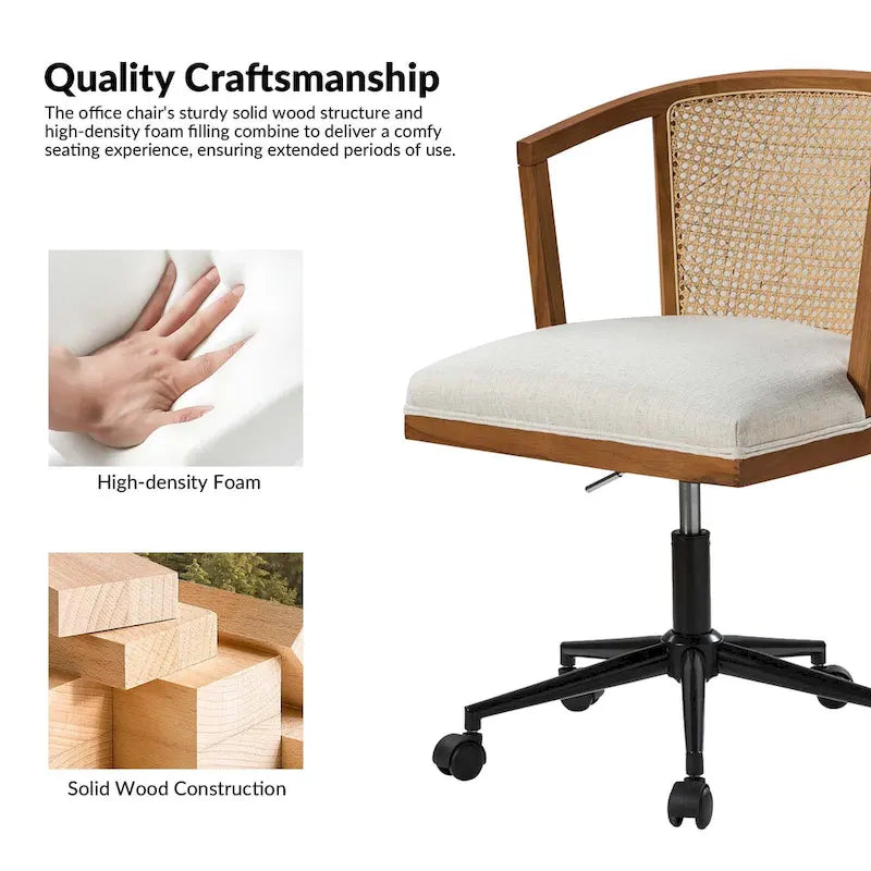 Ingrid Modern Rattan Swivel Height Adjustment Office Chair by HULALA HOME