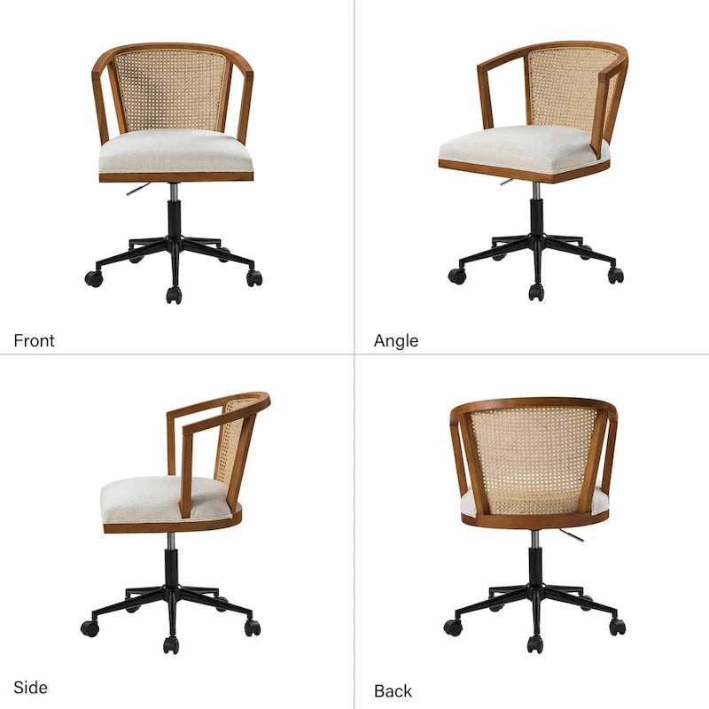 Ingrid Modern Rattan Swivel Height Adjustment Office Chair by HULALA HOME