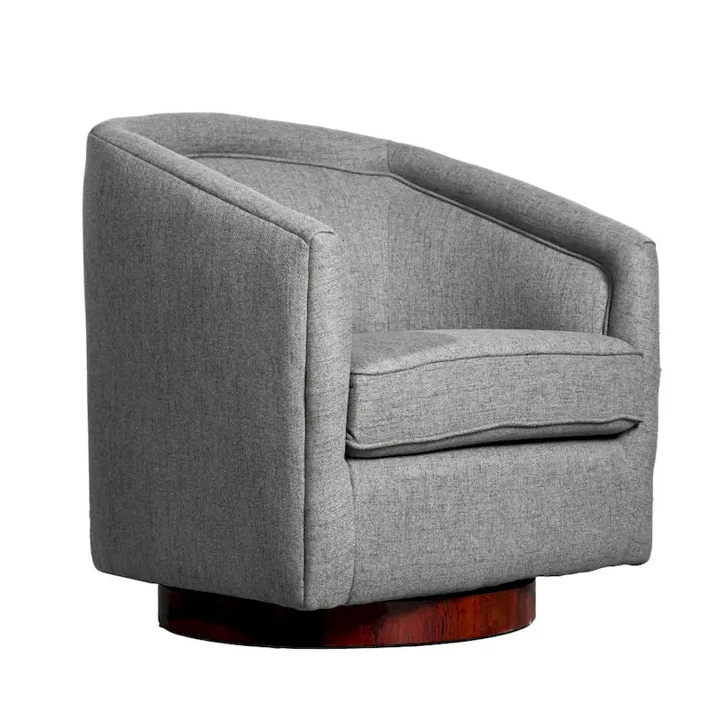 Traditional Club Style Upholstered Accent Chair with 360 Swivel Metal Base