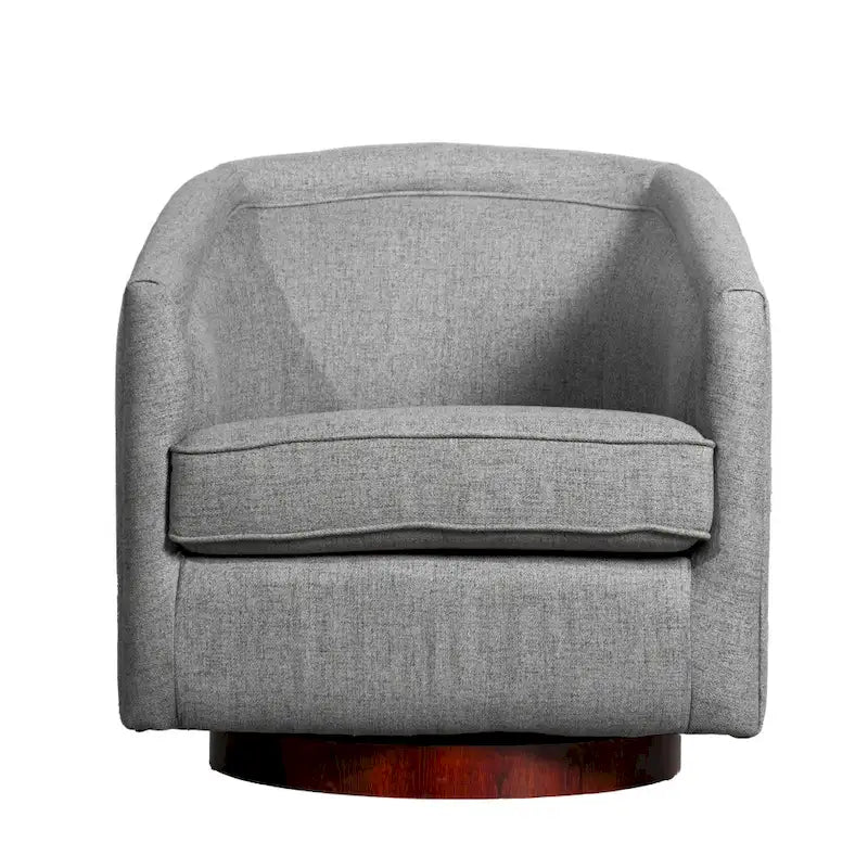 Traditional Club Style Upholstered Accent Chair with 360 Swivel Metal Base