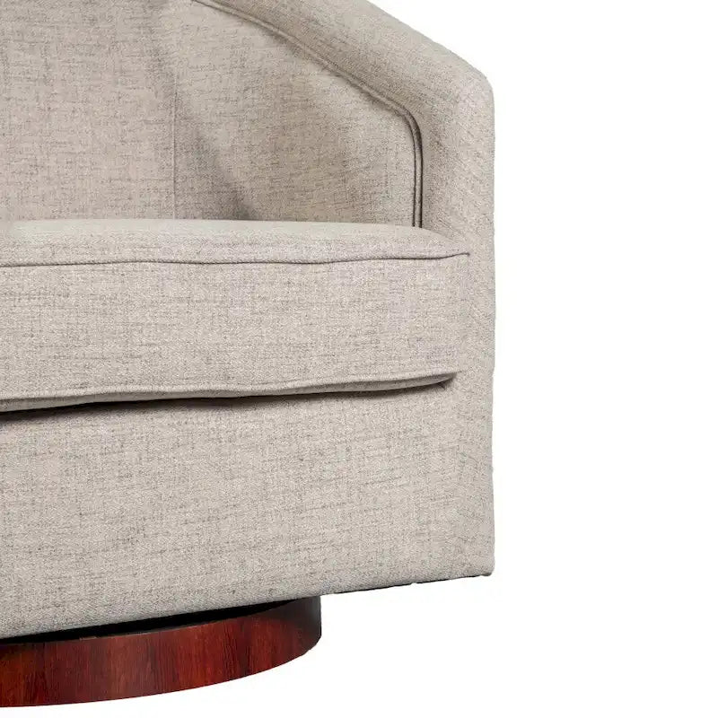 Traditional Club Style Upholstered Accent Chair with 360 Swivel Metal Base