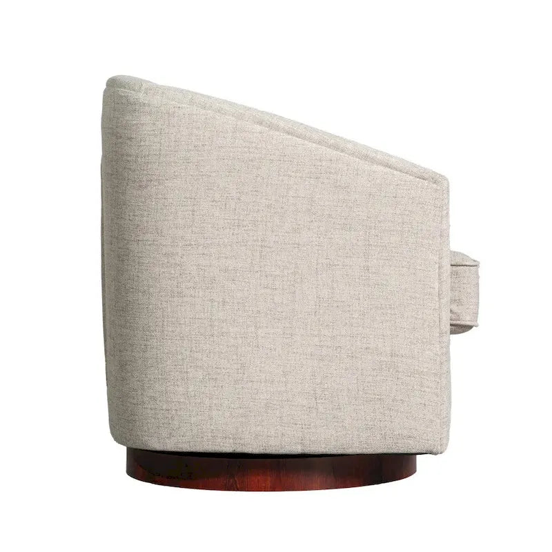 Traditional Club Style Upholstered Accent Chair with 360 Swivel Metal Base