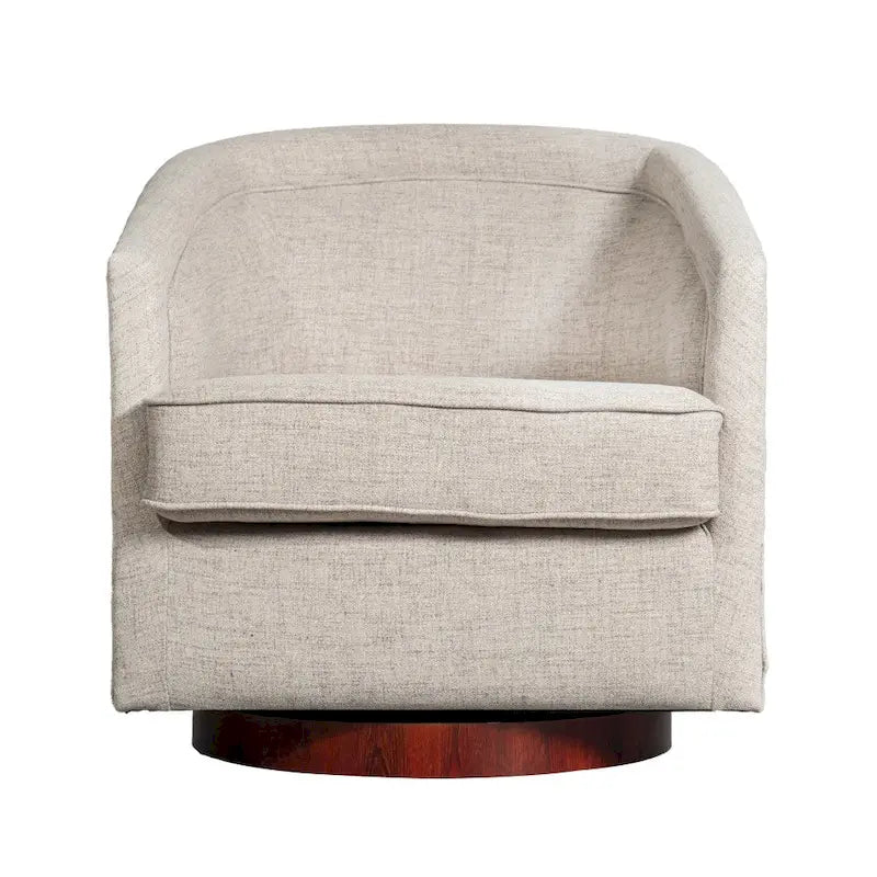 Traditional Club Style Upholstered Accent Chair with 360 Swivel Metal Base