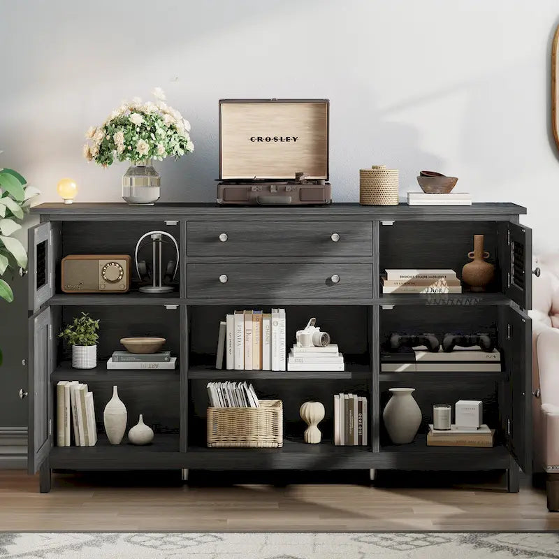 Farmhouse Buffet Cabinet with 2 Drawers & Storage Sideboard for Kitchen Dining Room