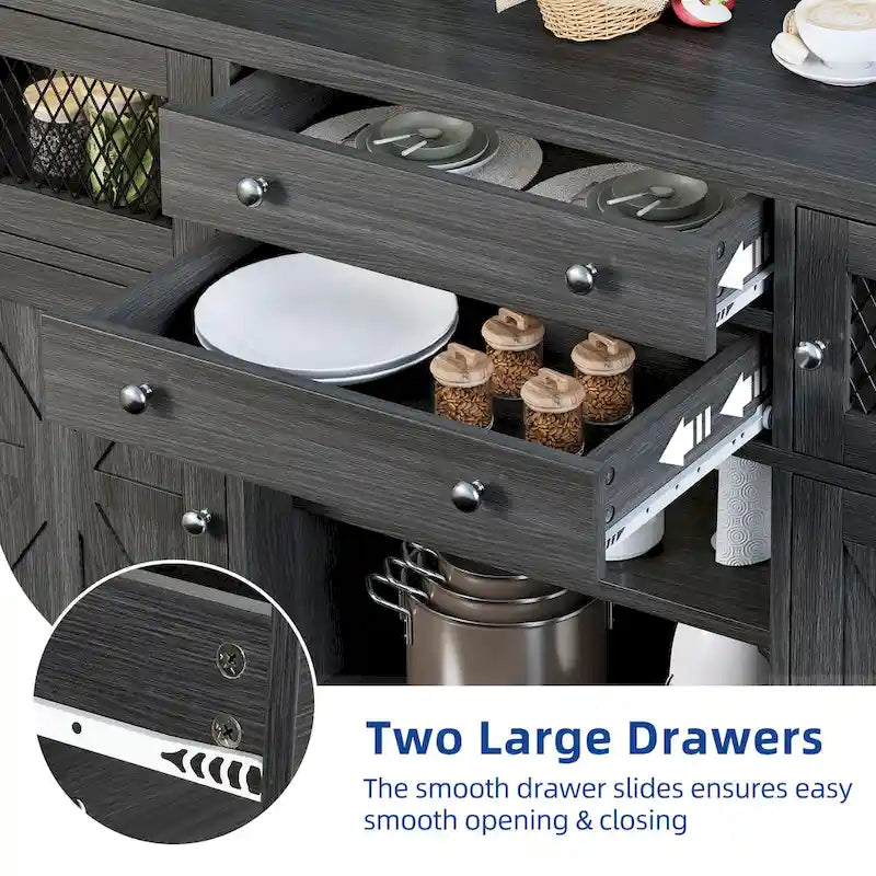 Farmhouse Buffet Cabinet with 2 Drawers & Storage Sideboard for Kitchen Dining Room