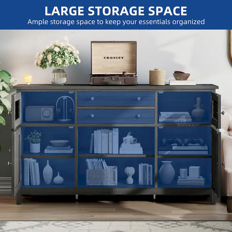 Farmhouse Buffet Cabinet with 2 Drawers & Storage Sideboard for Kitchen Dining Room