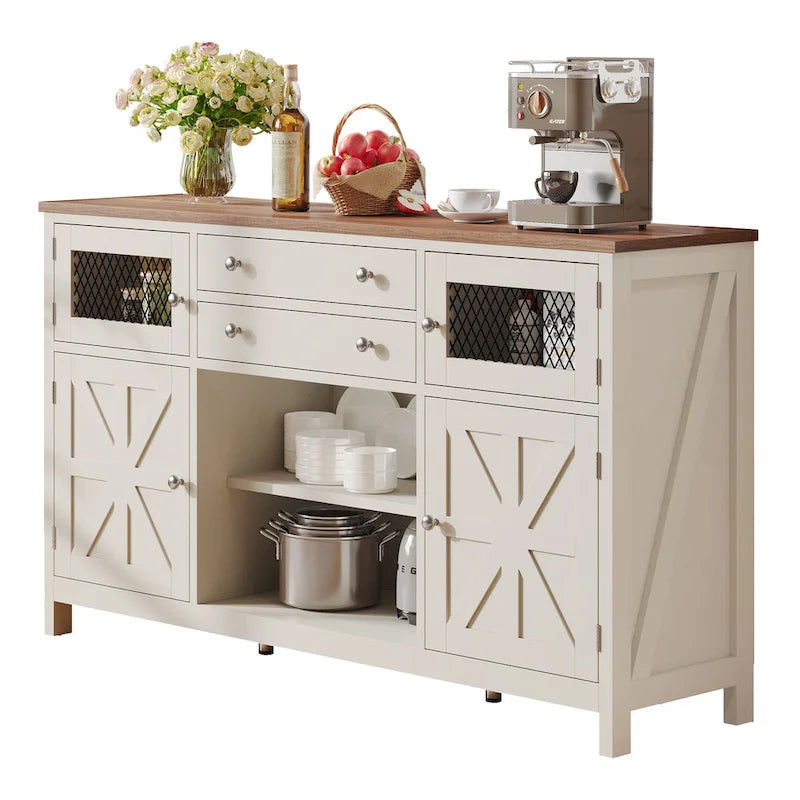 Farmhouse Buffet Cabinet with 2 Drawers & Storage Sideboard for Kitchen Dining Room