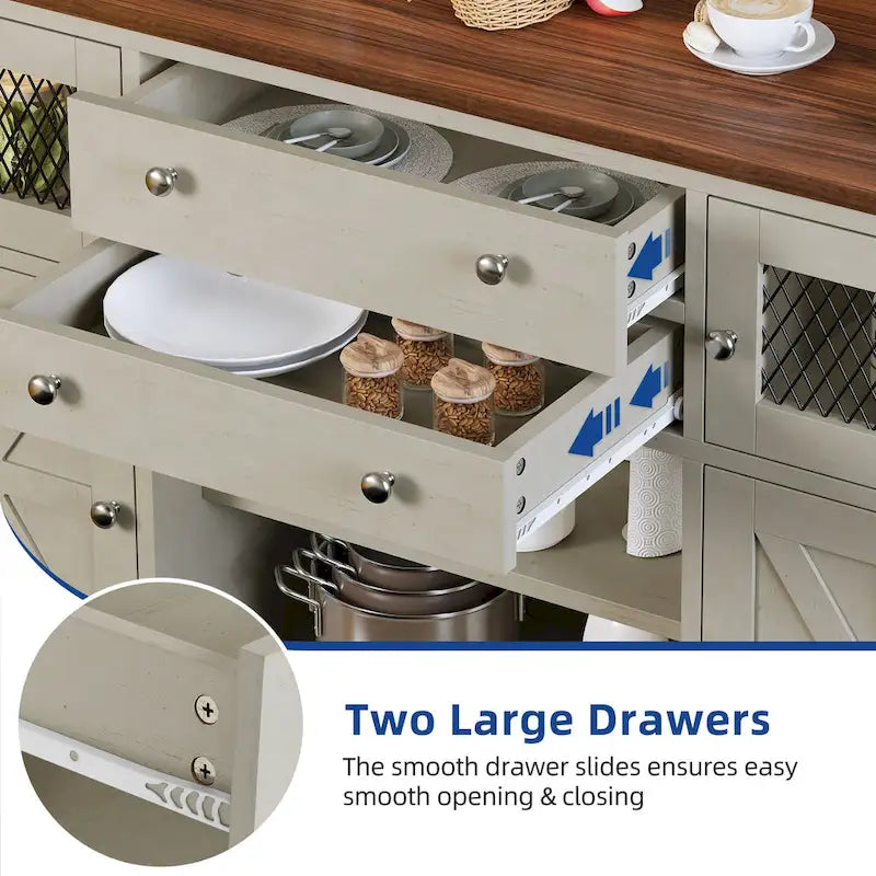 Farmhouse Buffet Cabinet with 2 Drawers & Storage Sideboard for Kitchen Dining Room