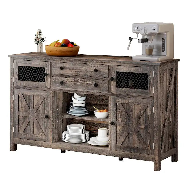 Farmhouse Buffet Cabinet with 2 Drawers & Storage Sideboard for Kitchen Dining Room
