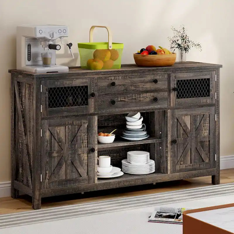 Farmhouse Buffet Cabinet with 2 Drawers & Storage Sideboard for Kitchen Dining Room
