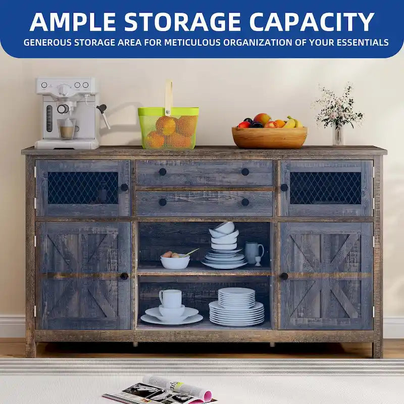 Farmhouse Buffet Cabinet with 2 Drawers & Storage Sideboard for Kitchen Dining Room