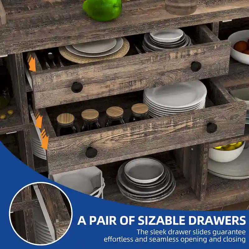 Farmhouse Buffet Cabinet with 2 Drawers & Storage Sideboard for Kitchen Dining Room