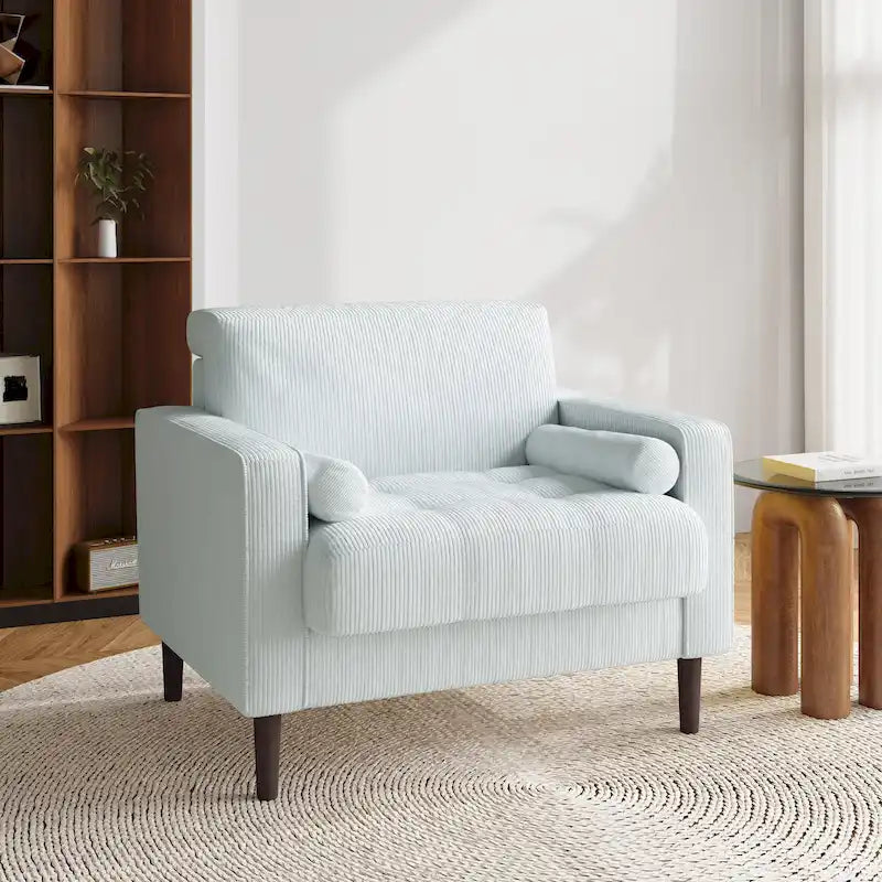 Aronas Modern Corduroy Wide Accent Chair with Pillows