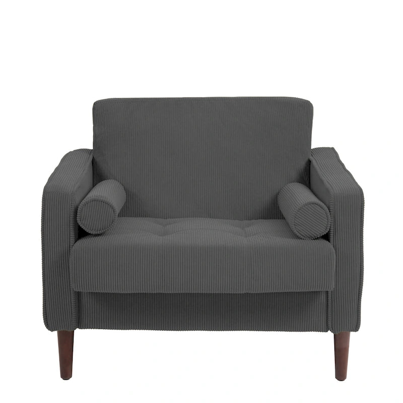 Aronas Modern Corduroy Wide Accent Chair with Pillows