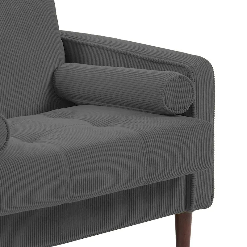 Aronas Modern Corduroy Wide Accent Chair with Pillows