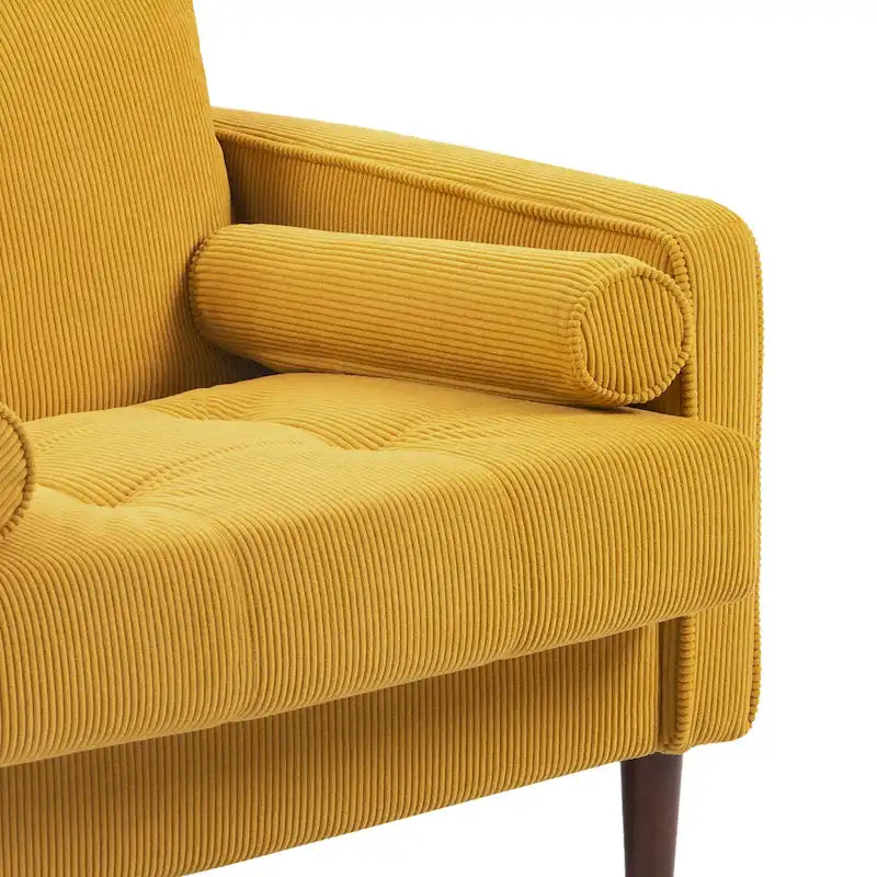 Aronas Modern Corduroy Wide Accent Chair with Pillows