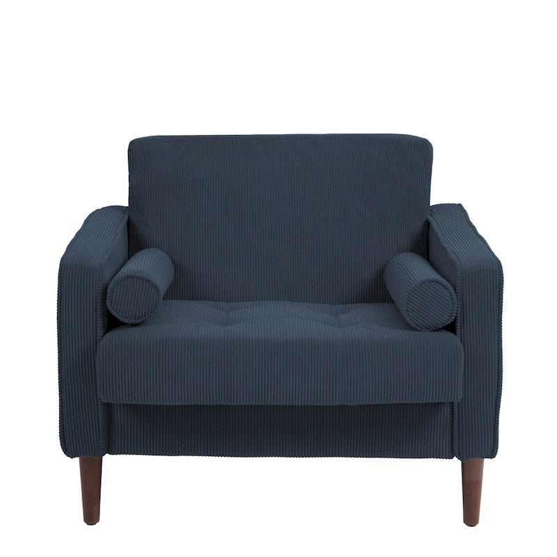 Aronas Modern Corduroy Wide Accent Chair with Pillows