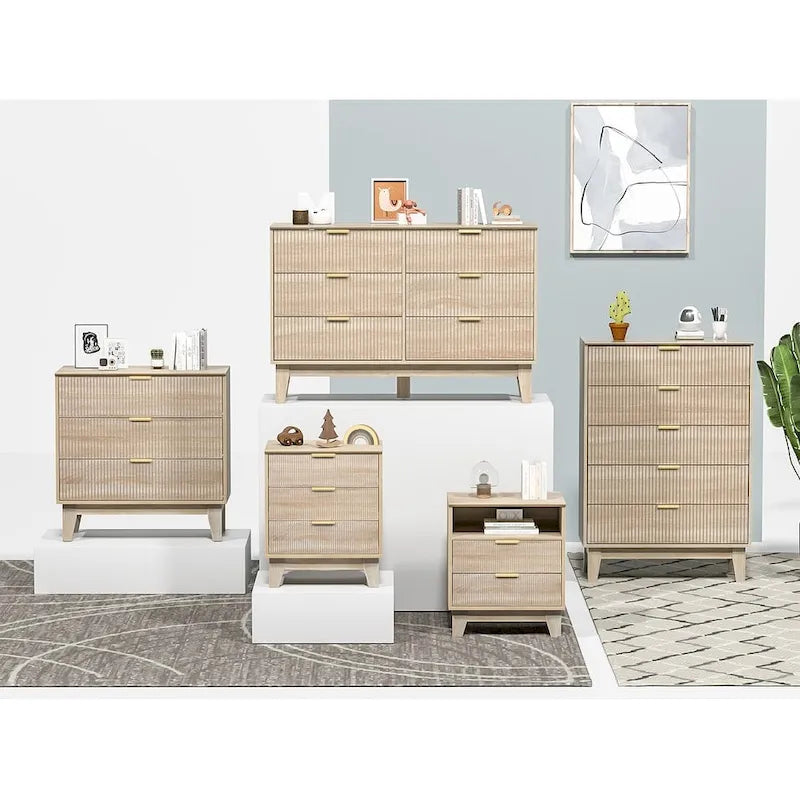 Anmytek Modern 3-Drawer Dresser Wood Chest of Drawers Storage Cabinet for Bedroom