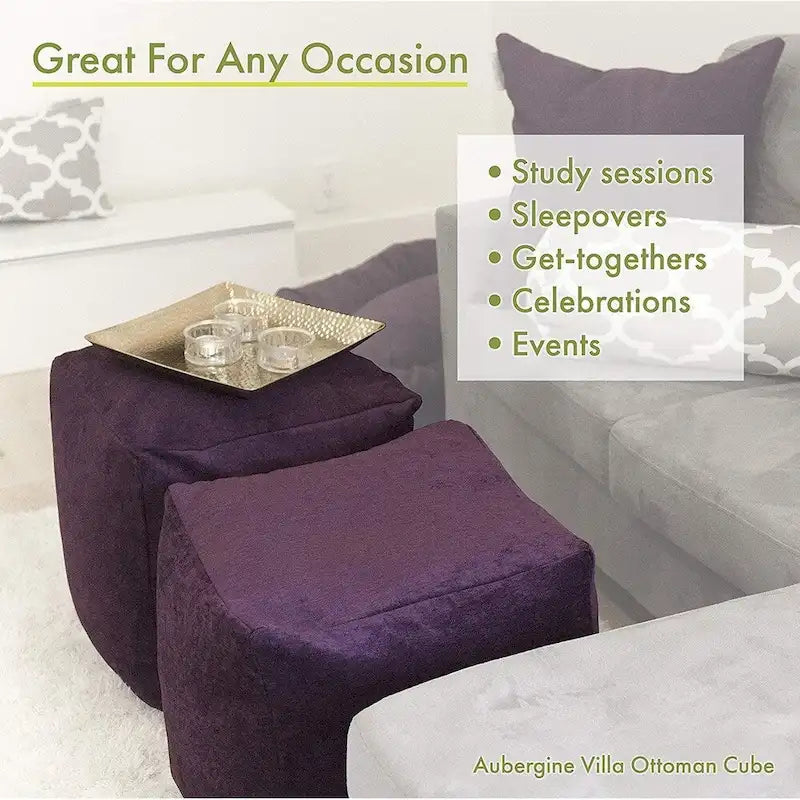Indoor Ottoman Pouf Cube with Soft Upholstery & Versatile Living Room Design