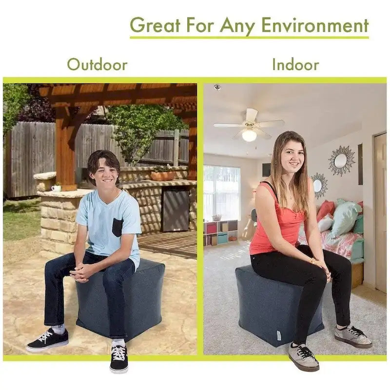 Indoor Ottoman Pouf Cube with Soft Upholstery & Versatile Living Room Design