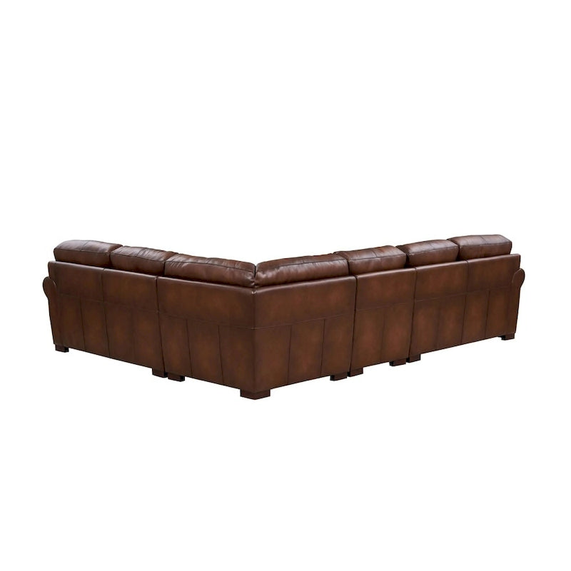 Hydeline Brookfield Top Grain Leather L-Shape Sectional With Feather, Memory Foam and Springs