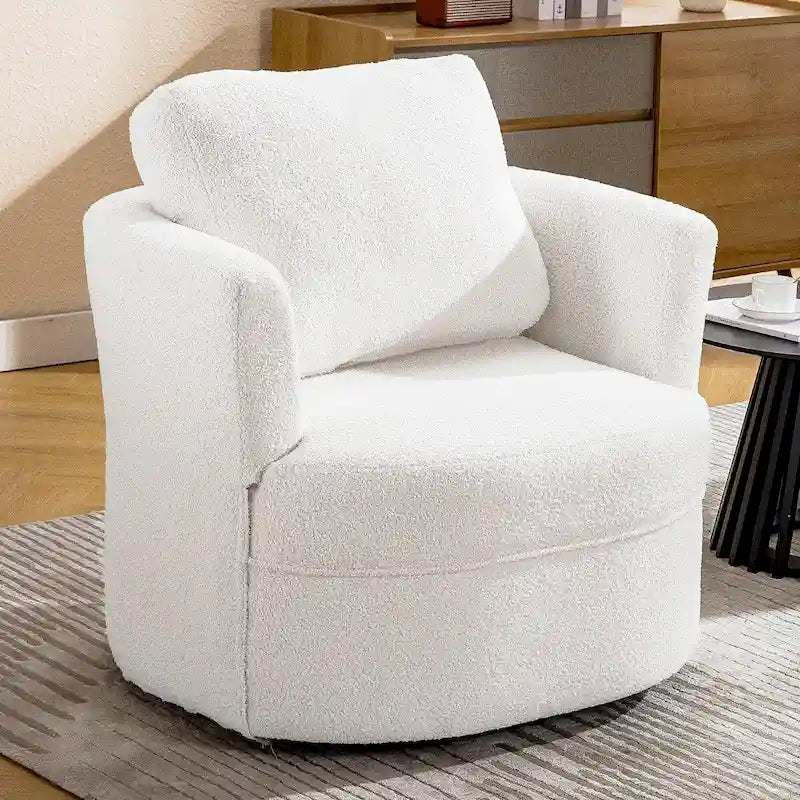 HOMYKA Swivel Accent Barrel Chair Round Arm Chair with Pillow