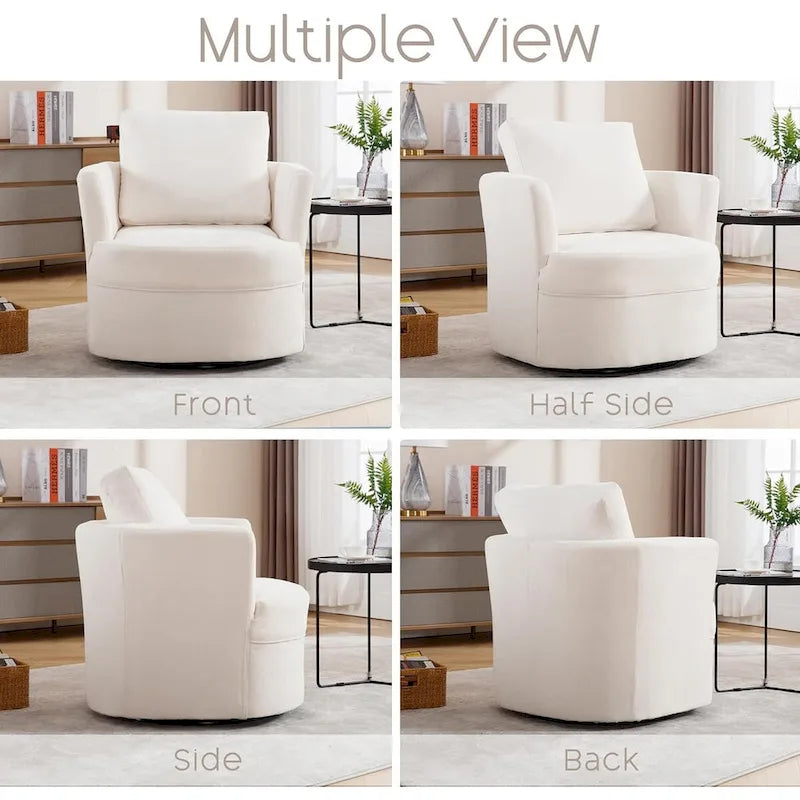 HOMYKA Swivel Accent Barrel Chair Round Arm Chair with Pillow