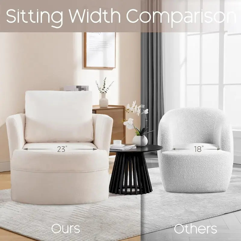 HOMYKA Swivel Accent Barrel Chair Round Arm Chair with Pillow