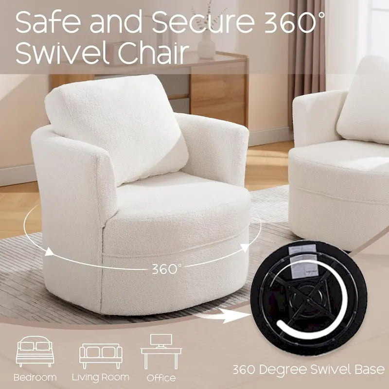 HOMYKA Swivel Accent Barrel Chair Round Arm Chair with Pillow