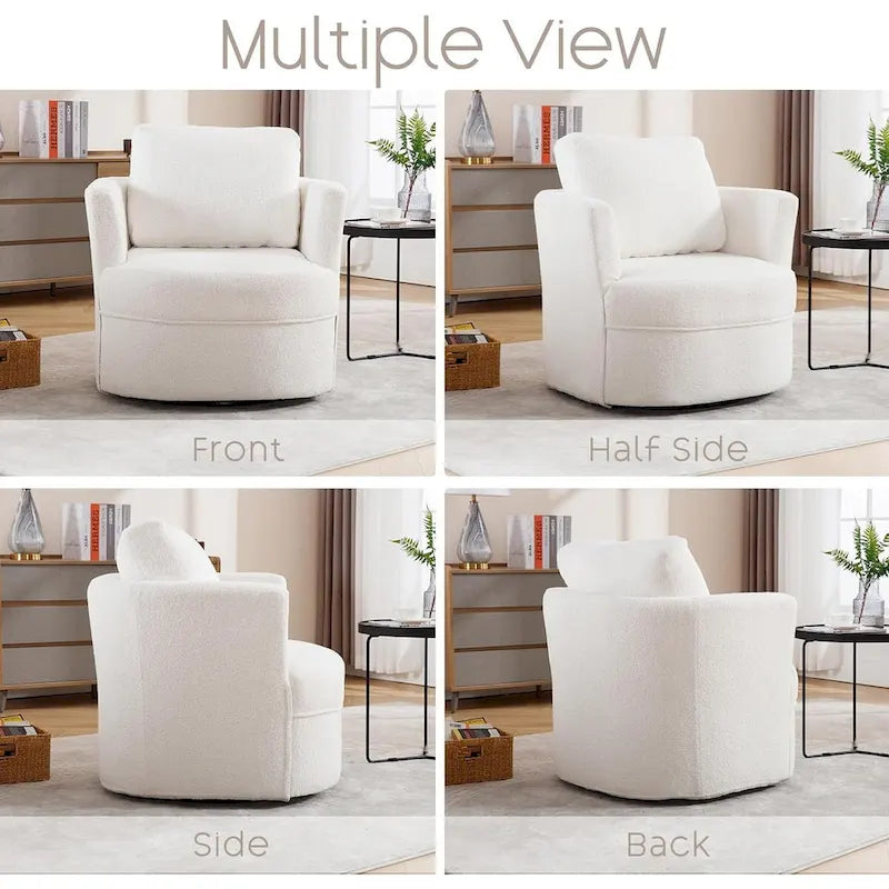 HOMYKA Swivel Accent Barrel Chair Round Arm Chair with Pillow