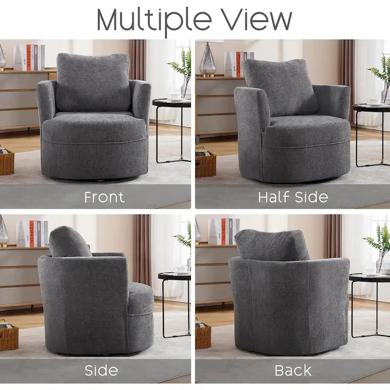 HOMYKA Swivel Accent Barrel Chair Round Arm Chair with Pillow