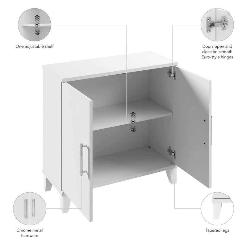 Small Storage Cabinet with Doors & Shelves, Adjustable Interior & Wall-Mountable