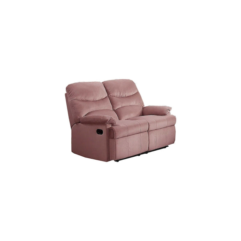 Velvet Tufted Recliner Loveseat with Plush Arm Pillows