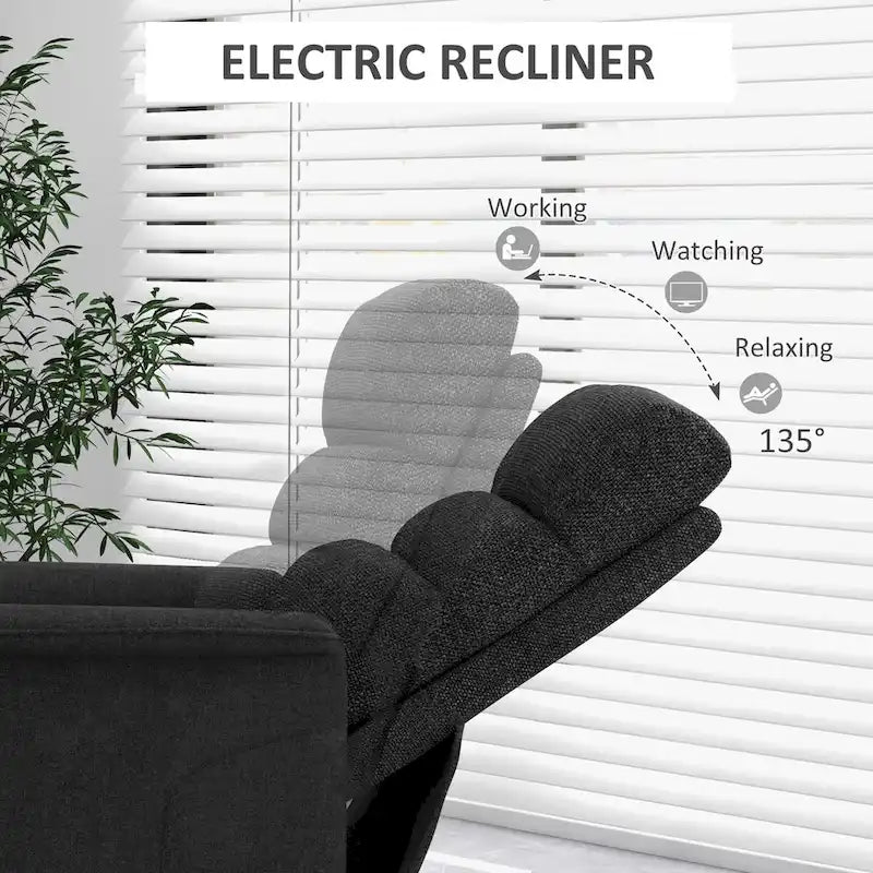 HOMCOM Power Lift Recliner Chair for Elderly, Easy Assembly, Fabric Lift Chair with Remote Control, Side Pockets for Living Room