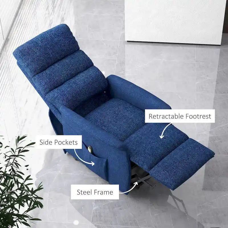 HOMCOM Power Lift Recliner Chair for Elderly, Easy Assembly, Fabric Lift Chair with Remote Control, Side Pockets for Living Room